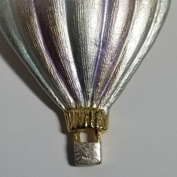 Relisted - Vintage hot air balloon brooch pastel pin flying jewelry - Picture 6 of 9